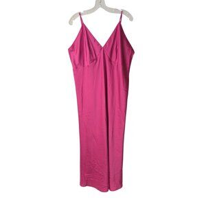 La Vie en Rose Fuchsia Pink Satin Slip Long Nightgown XL